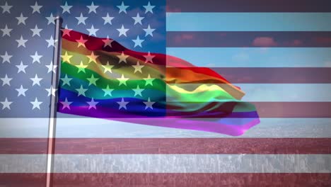 la bandera del orgullo y la bandera estadounidense