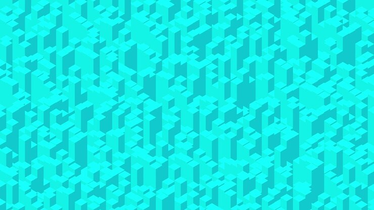 Cube box square bar 3D virtual isometric shuffle wave pattern, Blockchain technology concept design illustration blue color on yellow background seamless looping animation 4K, with copy space