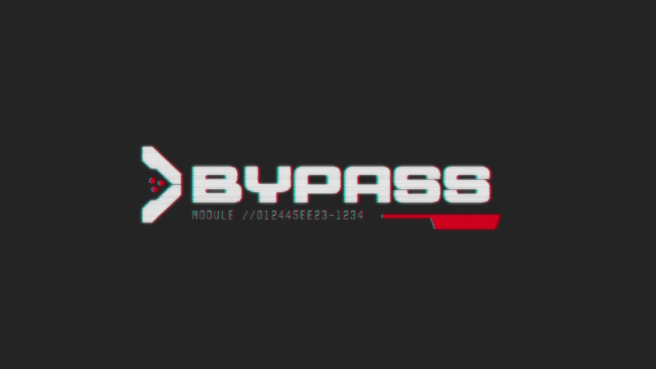 Digital Glitch Text Animation Revealing Bypass Word