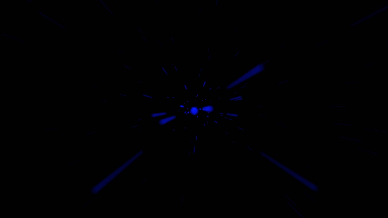 우주를 천천히 날아간 다음 초공간에 들어가 속도를 늦추는 애니메이션