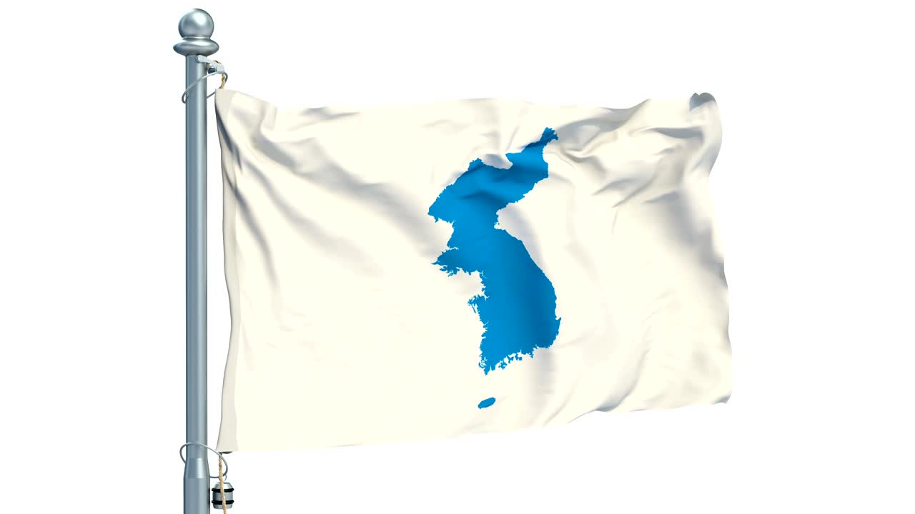 백색 배경에 한국 통일 발, 애니메이션, 3d 렌더링