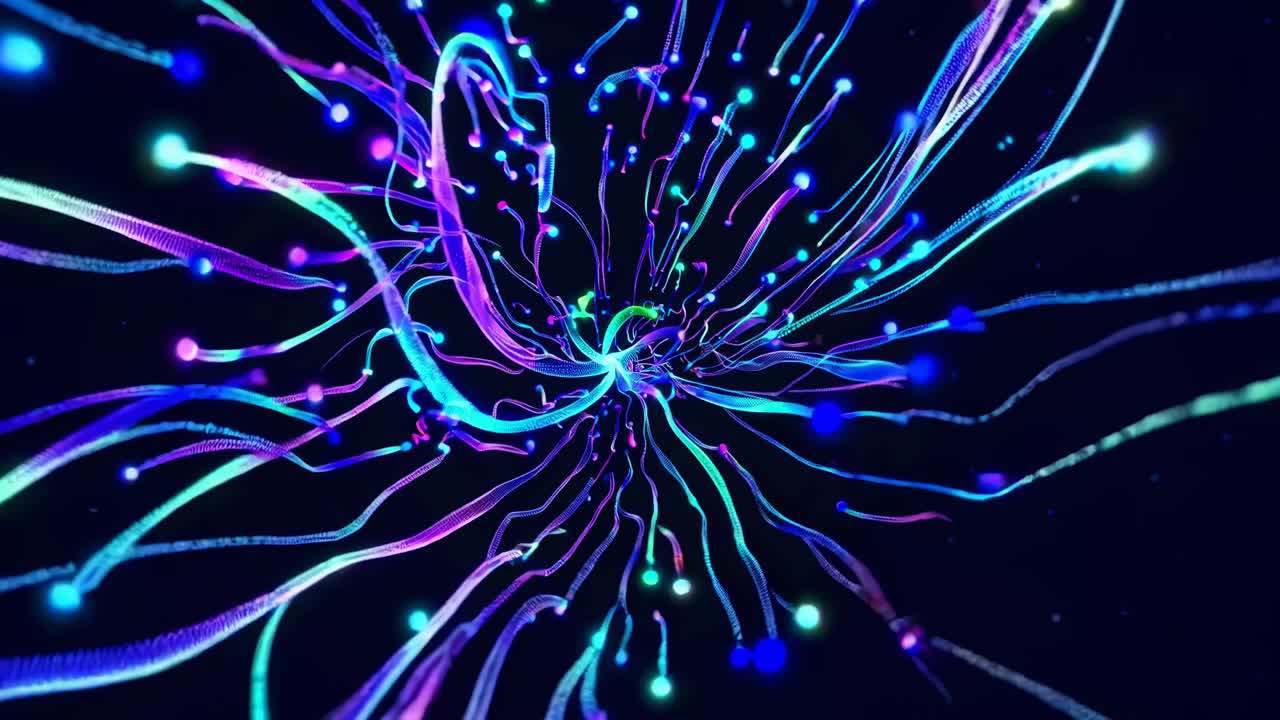 Abstract Glowing Lines and Particles