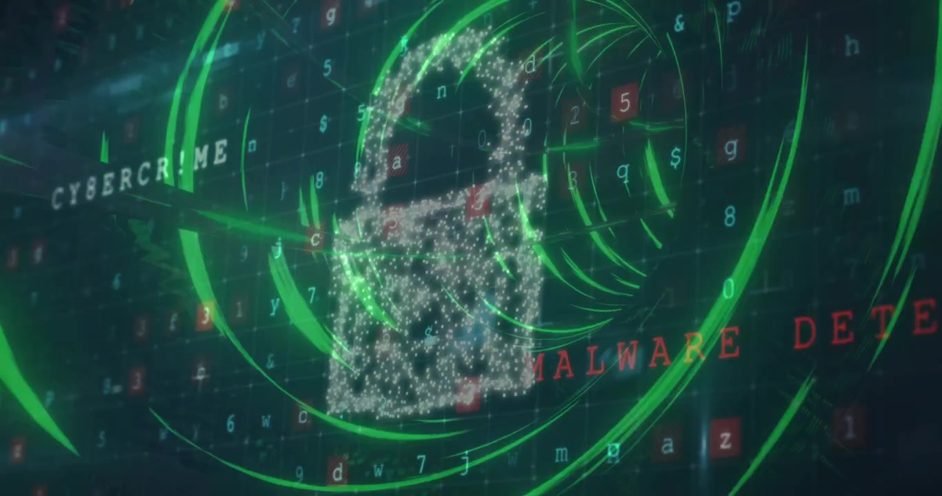 Digital Security Shield and Padlock Icon in Cyber Tunnel
