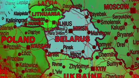 political map of eastern europe centered on belarus and neighboring countries