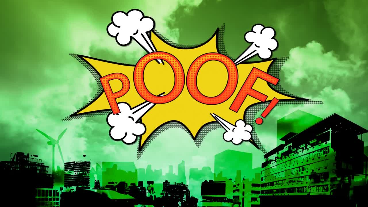 video generado digitalmente de la palabra poof