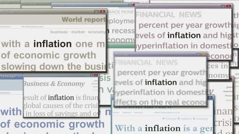 ventanas emergentes con inflación, recesión y crisis económica animación en bucle sin problemas
