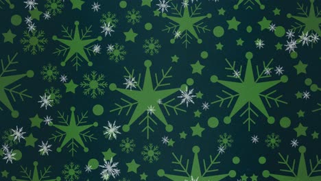 animación de copos de nieve de navidad cayendo sobre un fondo azul oscuro con estrellas de arena de copo de nieve