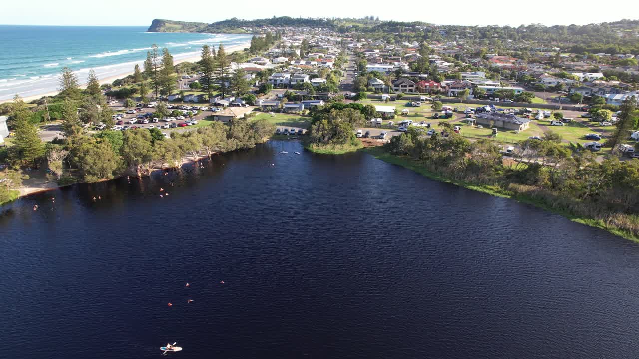 Aerial Shot Of Lake Ainsworth In Lennox Head, NSW, Australia
