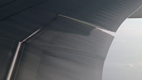 inboard aileron moving on airplane wing inflight correction