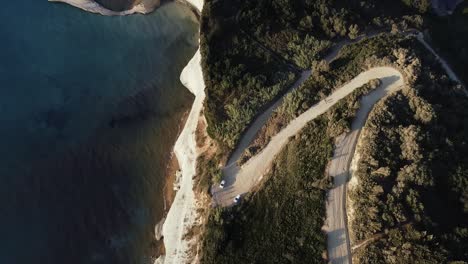 Stunning-coastal-cliffs-of-Greece;-aerial-drone-shot