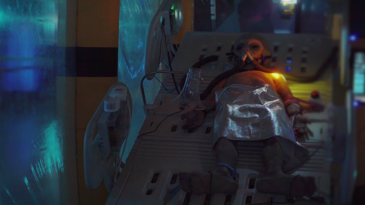 미래의 병원에 있는 외계인 환자