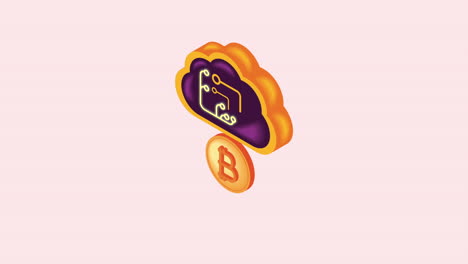 dinero criptográfico en animación en la nube