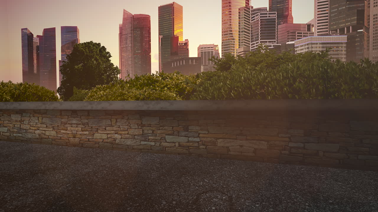 panorama del paisaje de la ciudad con muchos edificios grandes y parque en verano