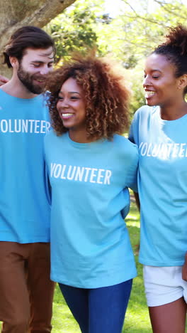 group of volunteer having fun