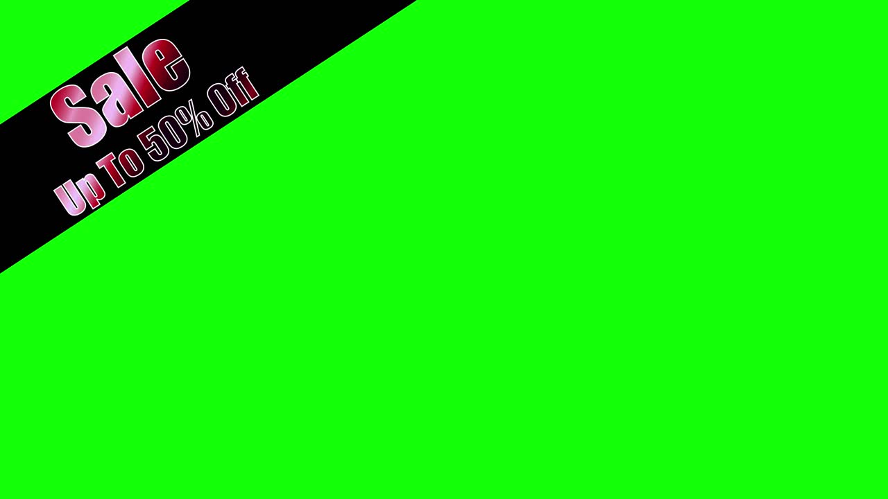 Clearance Sale Up To 50% Off Ad Banner Corner Ribbons – Chroma Key Green Screen 10% 20% 30% 40% 50% Off Sale Commercial Shopping Kinematic 4K Graphic Motion Video Overlay