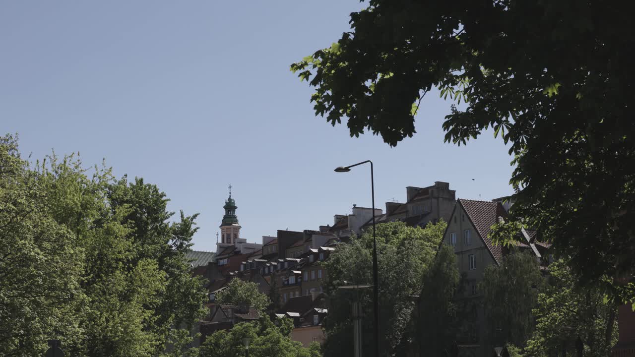 Some buildings and greenery in Warsaw, Poland