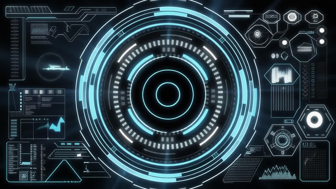 Futuristic Digital HUD Interface with Scanning and Data Display
