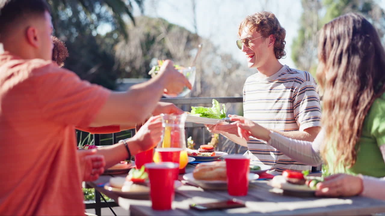 Friends enjoying outdoor dining together