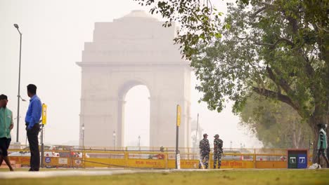 army officers standing in front of india gate