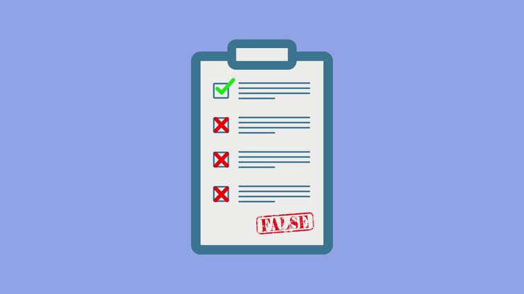 Clipboard with checklist paper showing red cross animation isolated on blue background