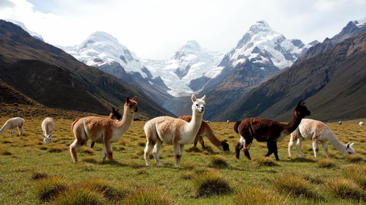 Alpacas in a Mountain Landscape
