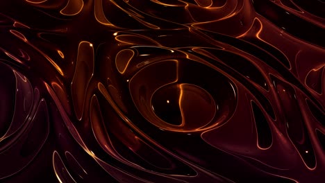 fondo abstracto en bucle con patrón líquido dorado brillante y ondulado en una superficie brillante y brillante. fluido amarillo viscoso como la superficie de papel dorado o vidrio brillante. hermoso telón de fondo festivo creativo.