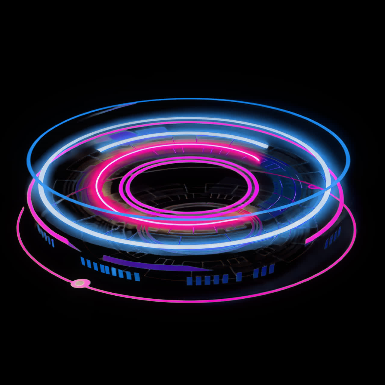 Neon pink spherical disc animation isolated asset, transparent 4K video, alpha channel, ProRes 4444