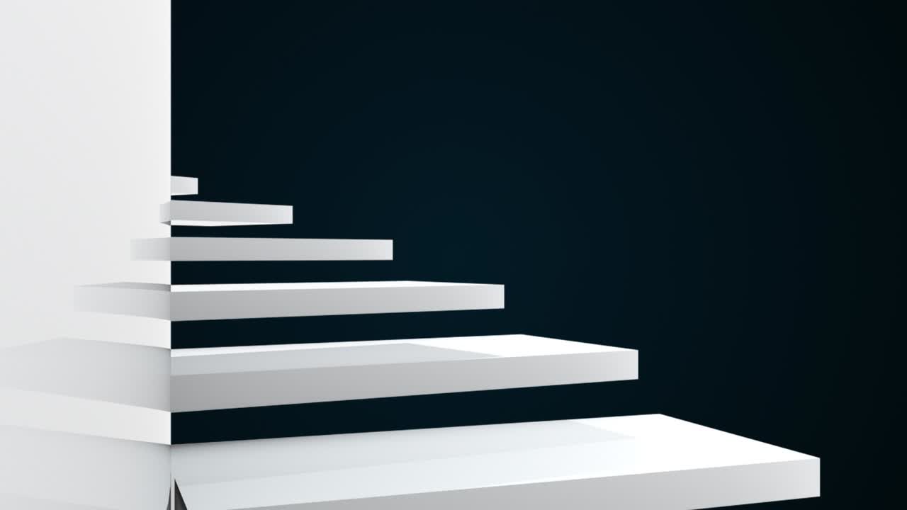 반이는 벽 근처의 나선형 계단을 올라 3d 렌더링 컴퓨터 생성 추상적인 배경