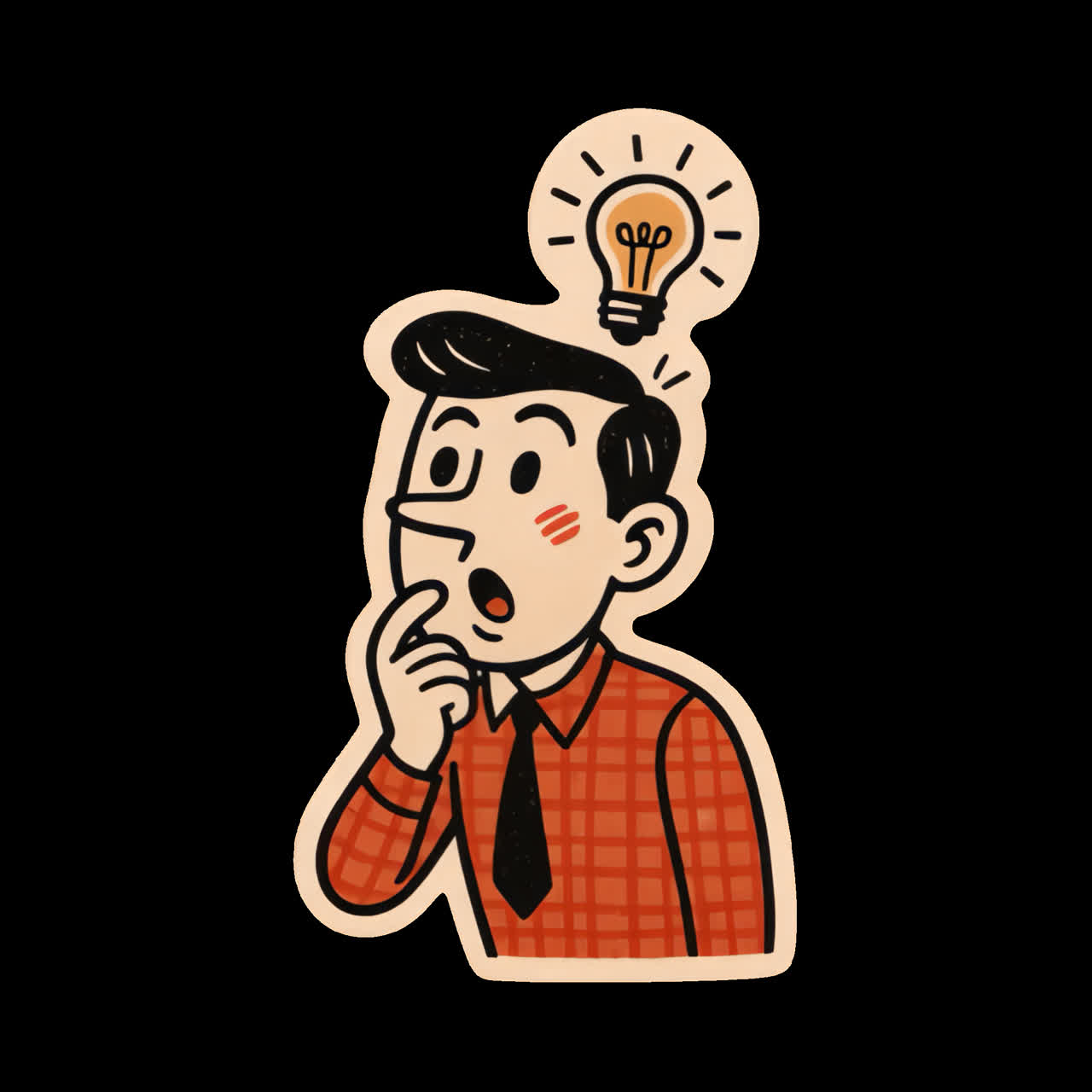 Retro thinking man illustration animation isolated asset, transparent 4K video, alpha channel