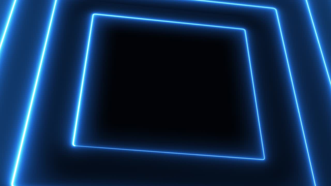 푸른 빛나는 네온 선의 추상적인 배경.