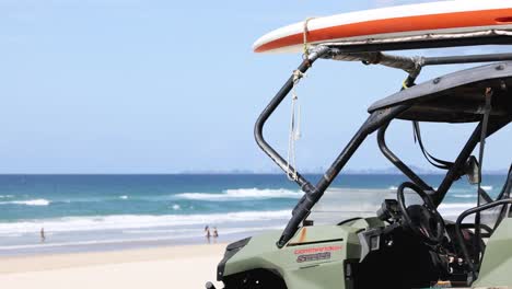 lifeguard vehicle parked on a sunny beach