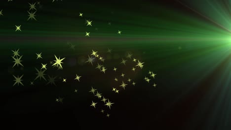 animación de rastros de luz y estrellas sobre fondo negro