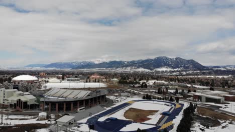 flying over bozeman, montana, on a winter day