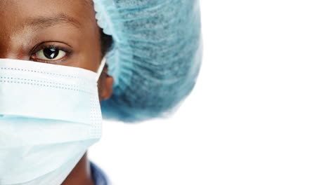 Doctor-woman-portrait-close-up-half-face-character-series-isolated-on-pure-white-background