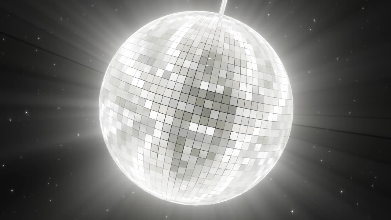 회전하는 거울 디스코 공 반이는 아름다운 빛 광선 - 4k 원활한 루프 모션 배경 애니메이션