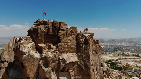 uchi̇sar castle from the air, in cappadocia