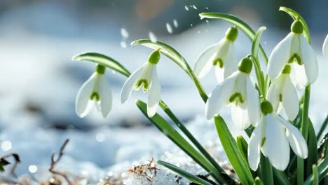 a bunch of white flowers that are in the snow