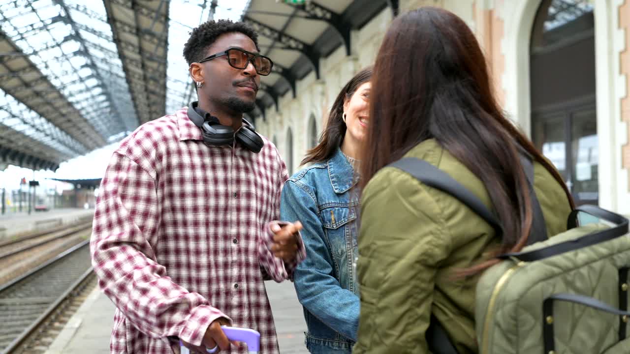 Friends Meeting at Train Station
