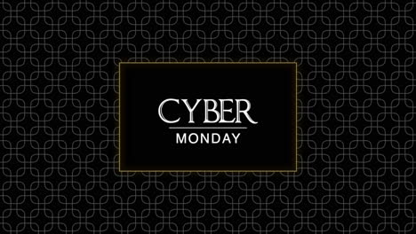 Cyber-Monday-In-Goldenem-Rahmen-Auf-Geometrischem-Würfelmuster