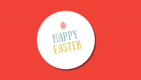 Animated-closeup-Happy-Easter-text-and-egg-on-red-background