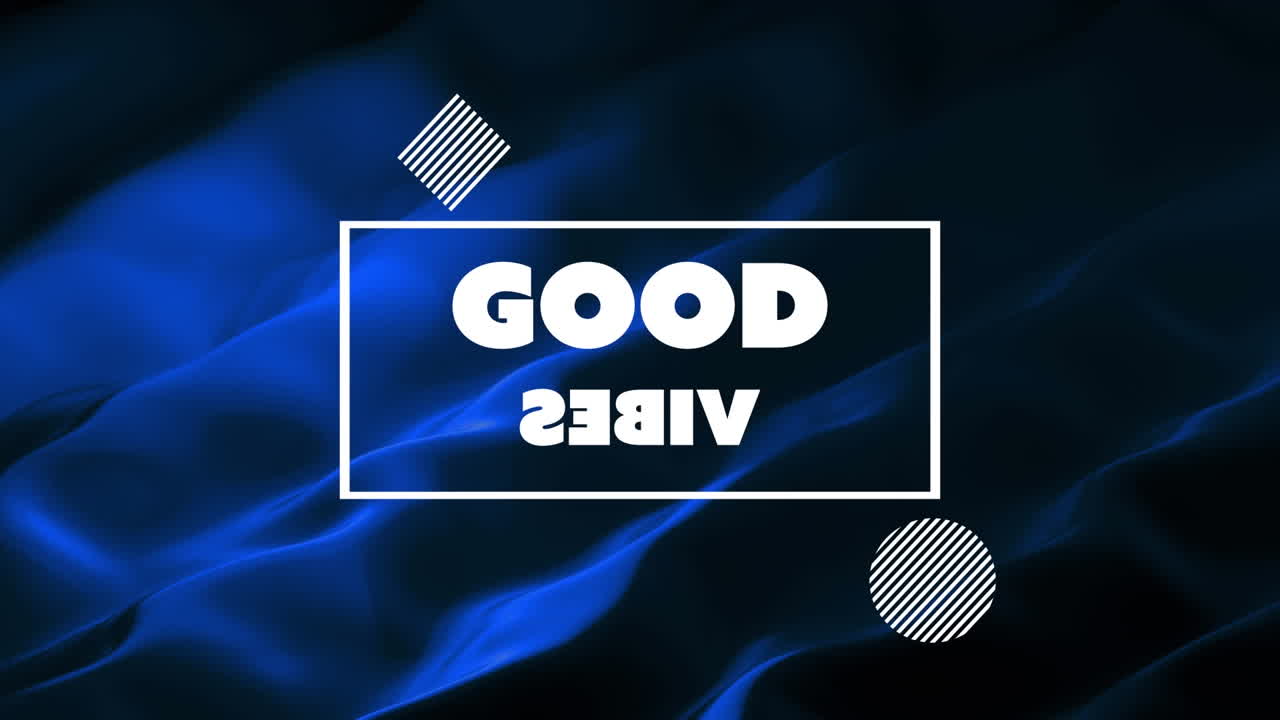 animación de buenas vibraciones texto sobre onda en movimiento azul