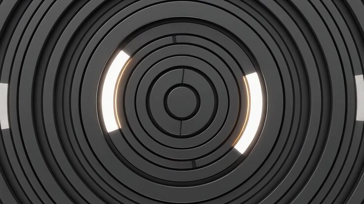 Abstract Background with Rotating Concentric Circles and Glowing Light Segments