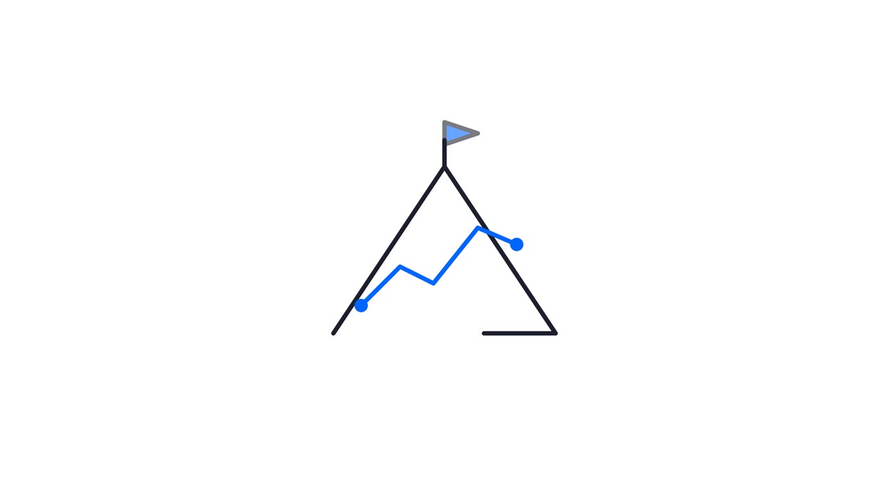 Disegno Animato di Grafico a Linee all'Interno di un Triangolo con Bandiera