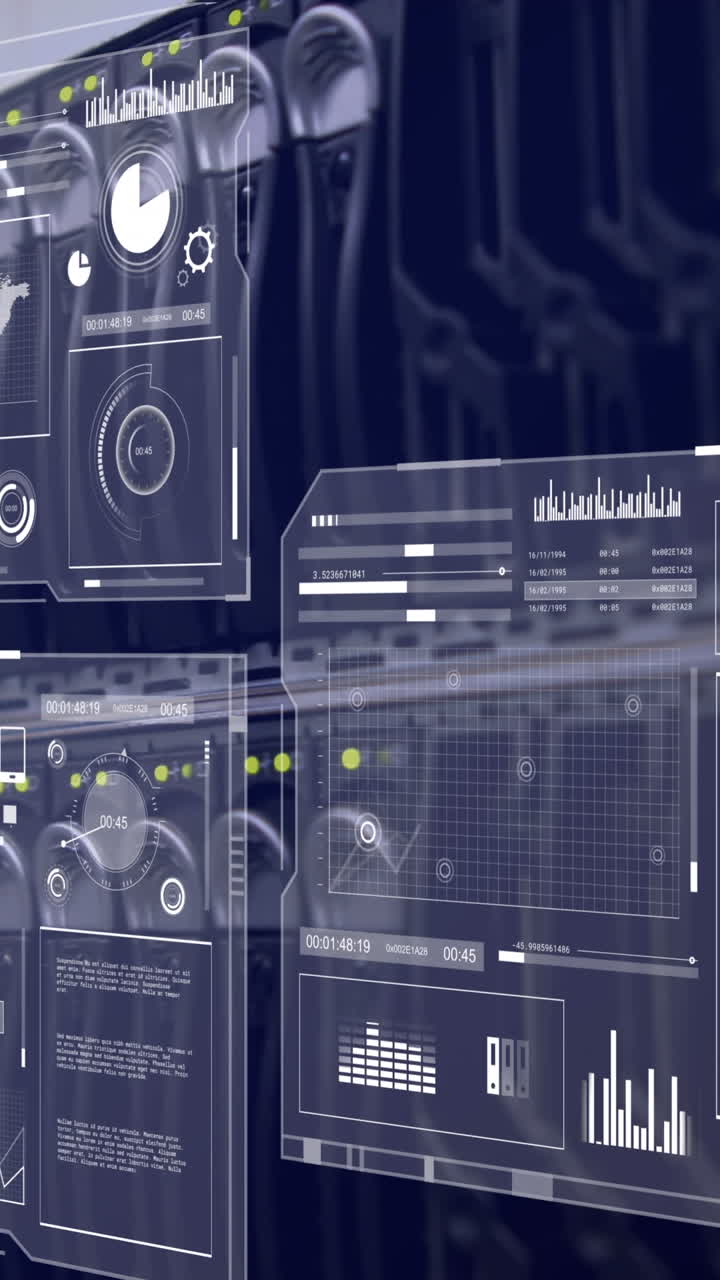 animación del procesamiento de datos en la sala de servidores
