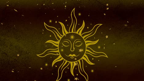 animation of stars over sun on brown background