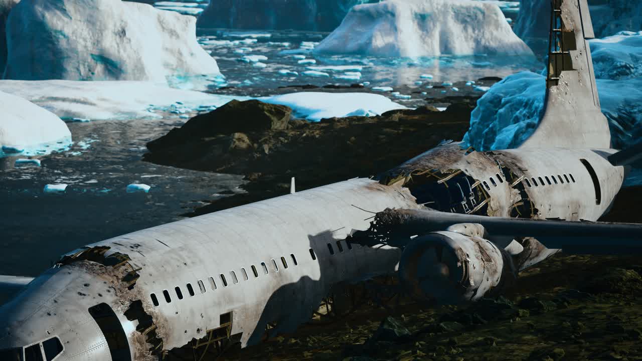 viejo avión roto en la playa de islandia