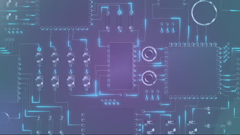 animation of data processing on glowing computer circuit board