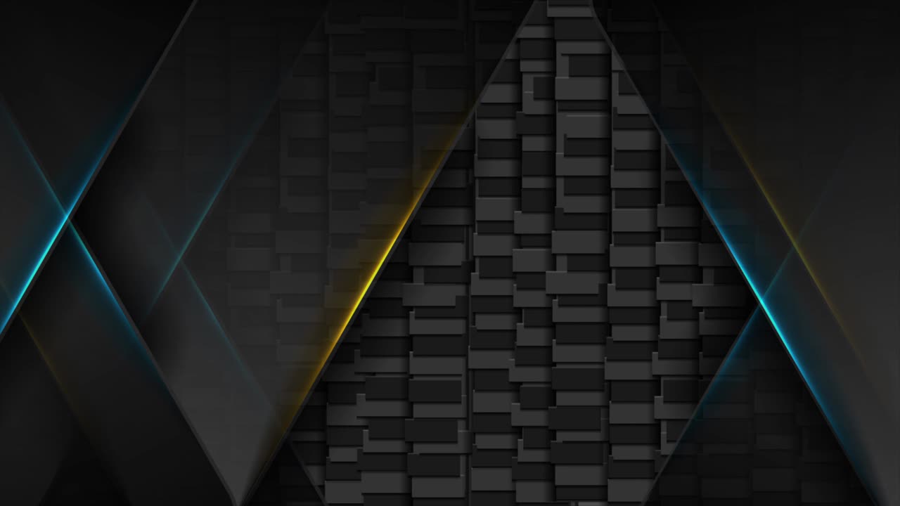 Futuristic black technology motion background with glowing neon lines