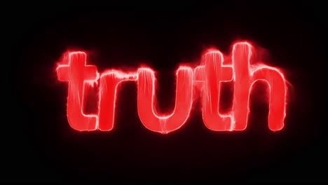 red burning text effect showcases the word truth against a striking black background, emphasizing intensity and power