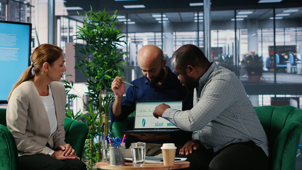 Vertical Video Business meeting with determined leaders working through strategy